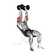 Extensie de triceps, înclinată, cu gantere