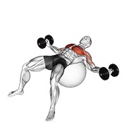 Fluturări pe minge de exerciții, cu gantere