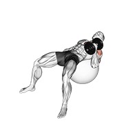 Împins tip ciocan cu o mână, pe minge de exerciții, cu gantera