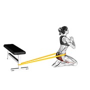 Hip thrust în genunchi, cu bandă elastică (femeie)