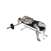 Extensie de triceps cu priză îngustă, culcat, cu haltera