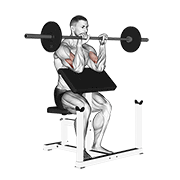 Flexii inverse la pupitru, cu haltera