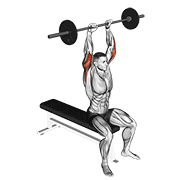 Extensie de triceps deasupra capului, așezat, cu haltera
