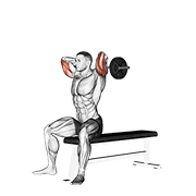 Extensie de triceps, așezat, cu bară EZ