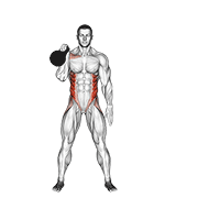 Împins lateral aplecat, cu kettlebell (bent press)