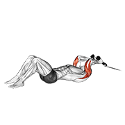 Extensie de triceps culcat pe sol, cu frânghie, la cablu