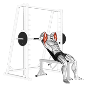 Extensie de triceps înclinată, la aparatul Smith