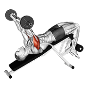 Extensie de triceps declinată, cu bară EZ